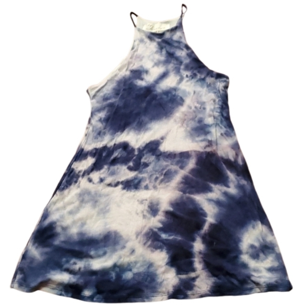 Vintage Havana Dress Womens Size S blue white tie dye racerback